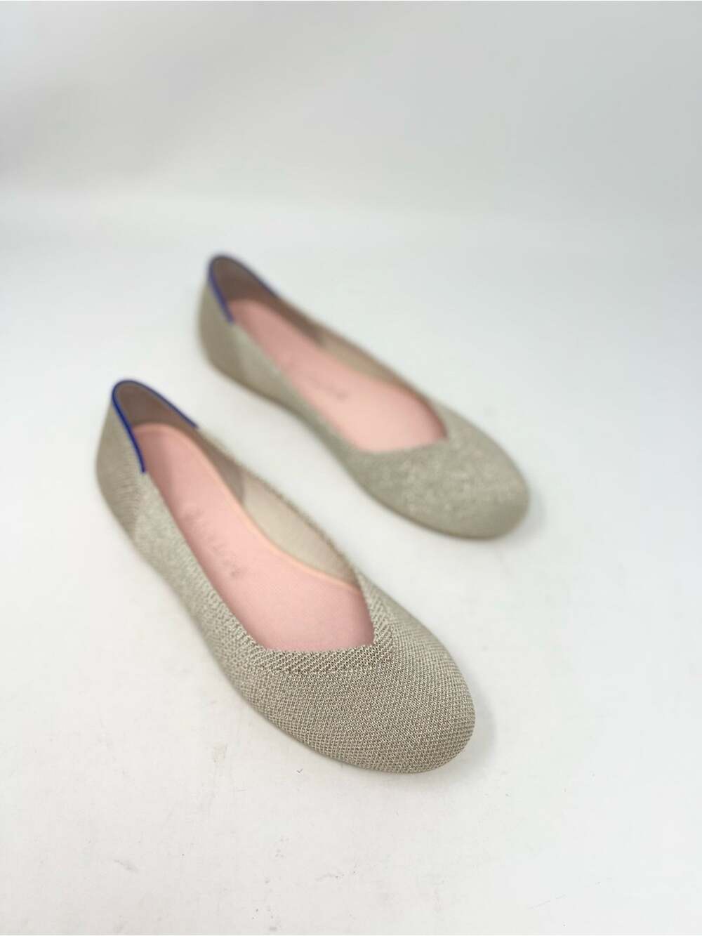 ROTHY’S The Flat In Metallic In Neutral Shimmer Round Toe Flats Size 6
